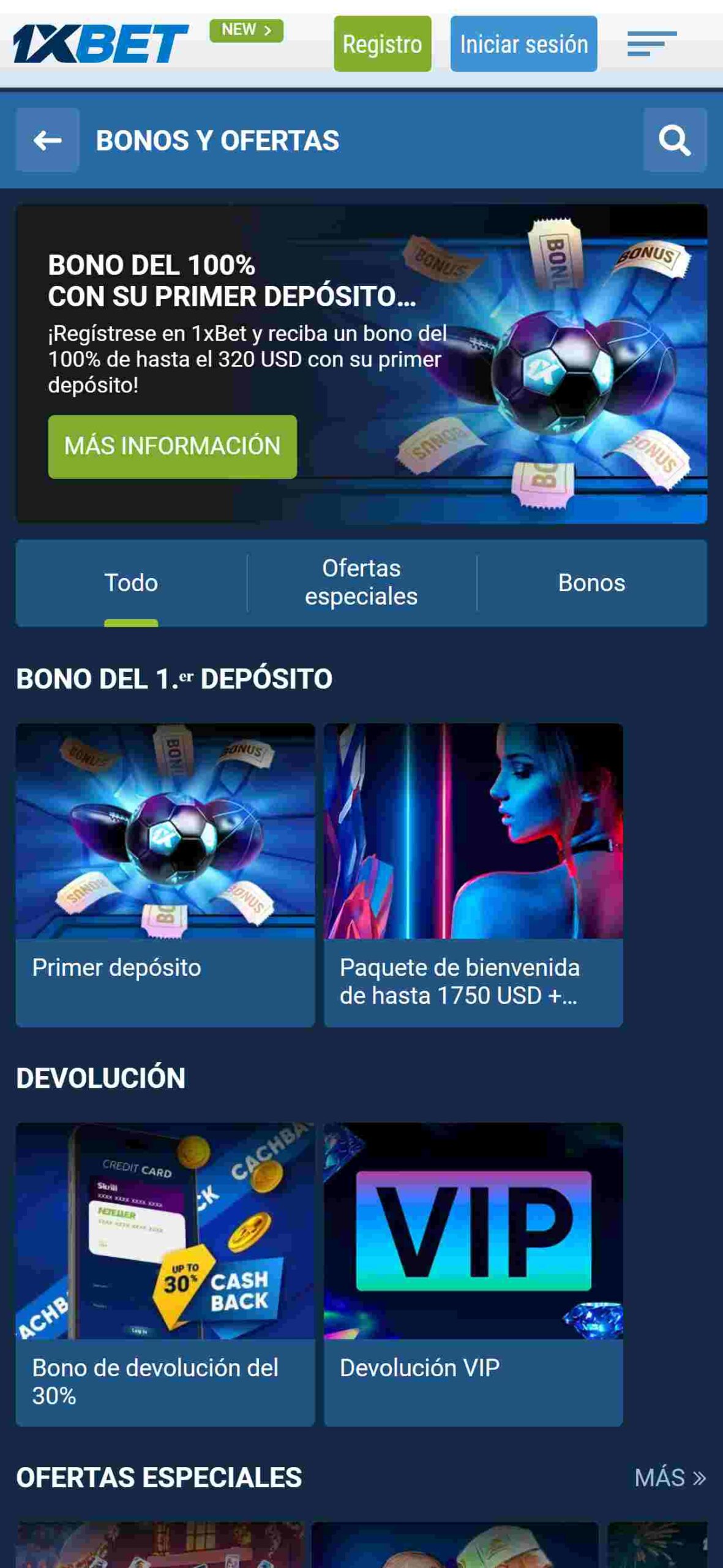 1xbet bono de bienvenida ecuador