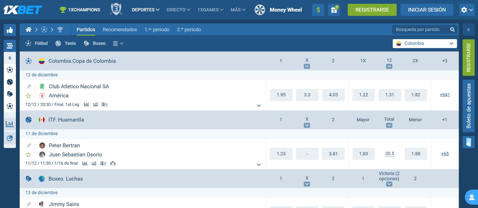 1xbet apuestas deportivas en Colombia
