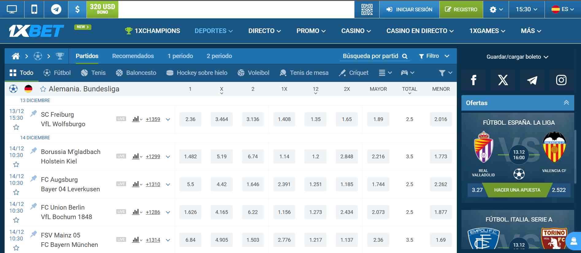 1xbet deportes en Ecuador