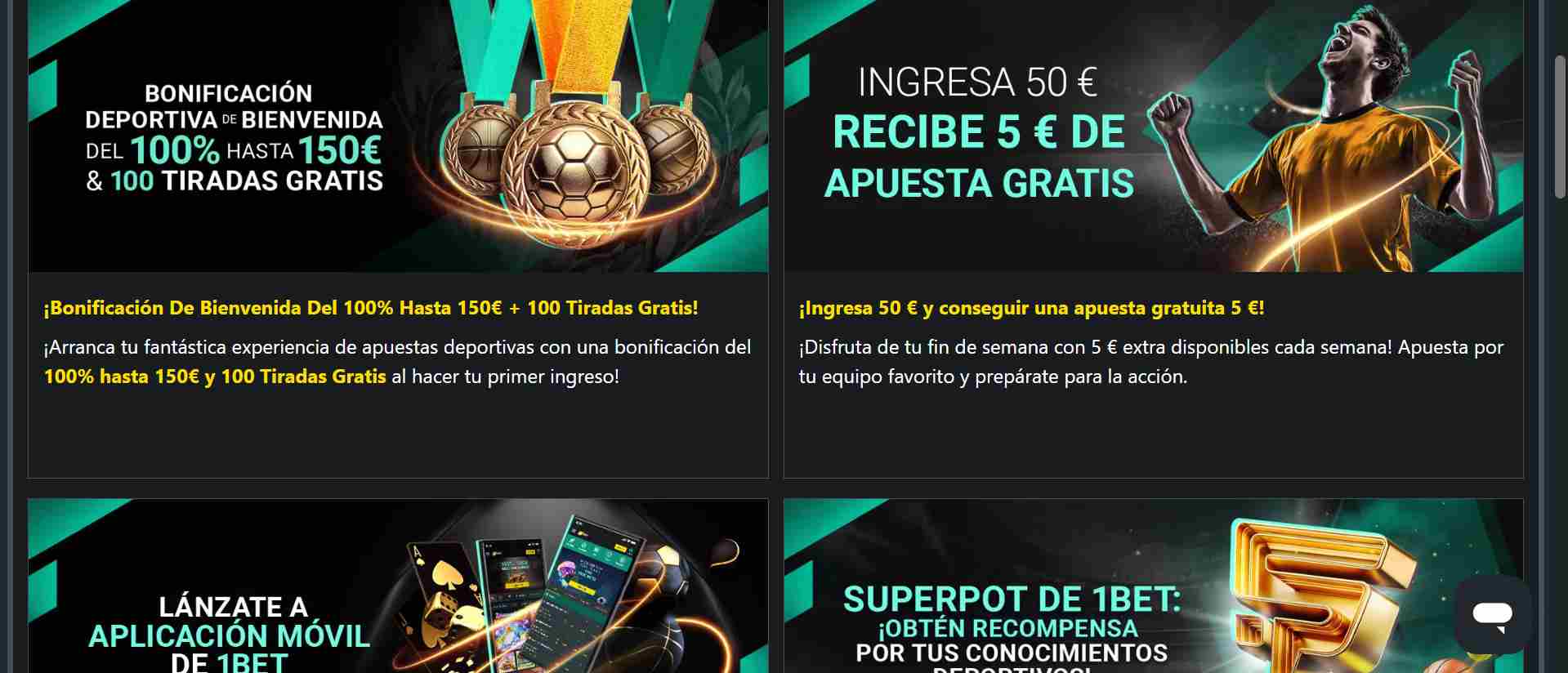 1bet bonos y promociones