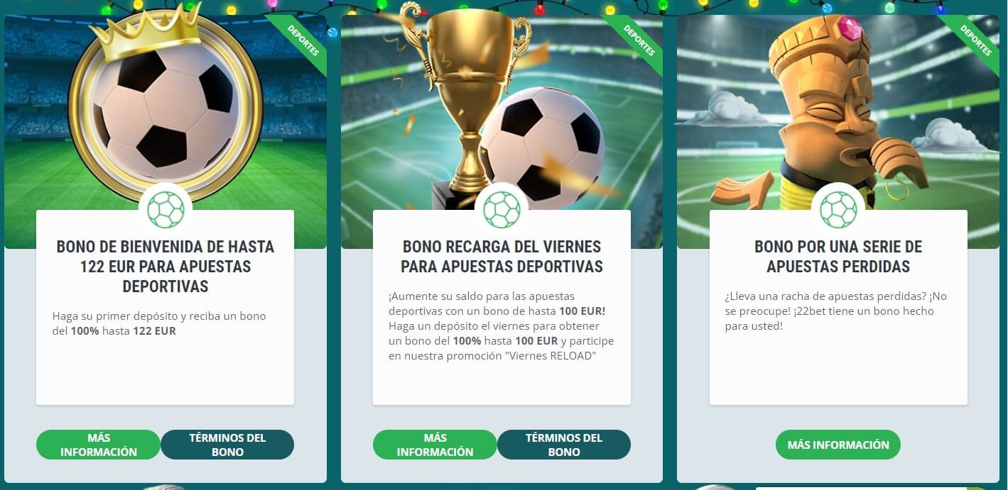 Promociones de 22Bet para usuarios regulares