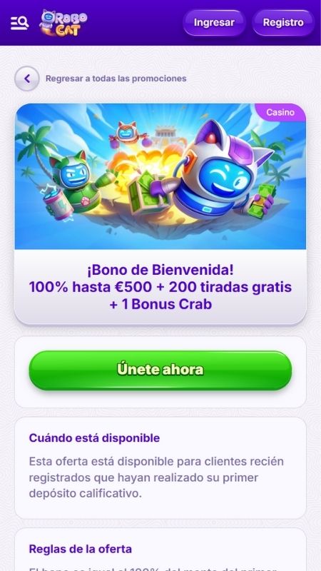 Robocat bonos de casino para usuarios