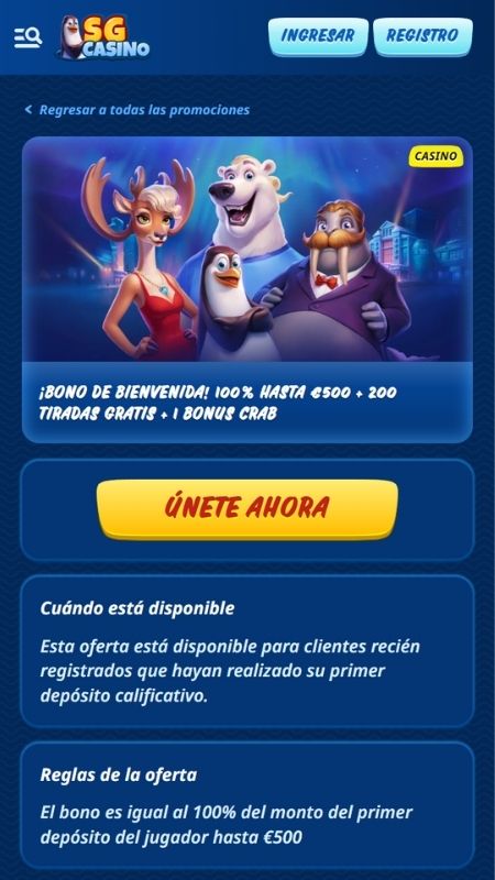 SG Casino bonos para nuevos ingresos