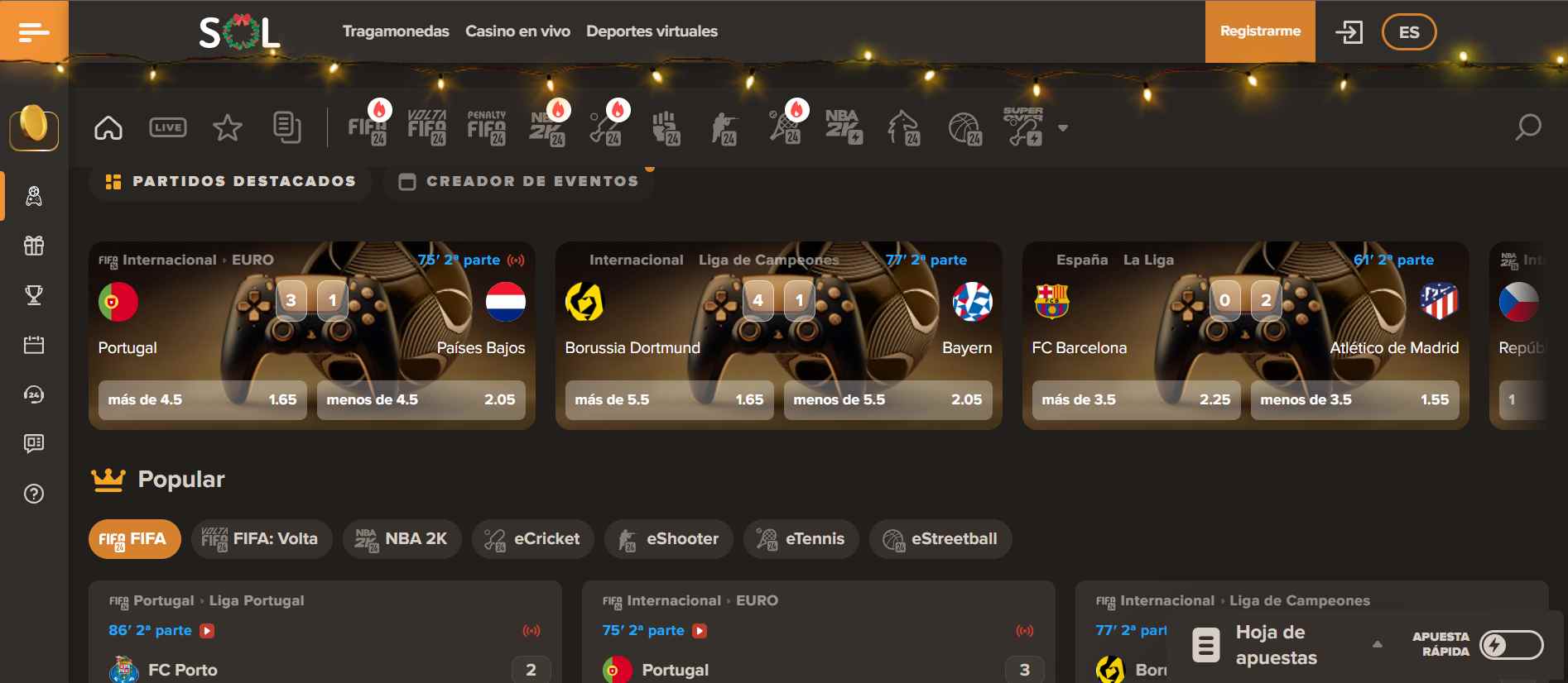 Sol casino deportes