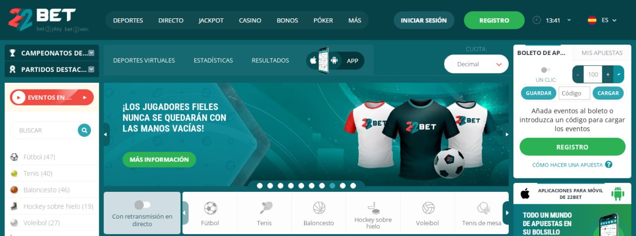 22Bet en vivo