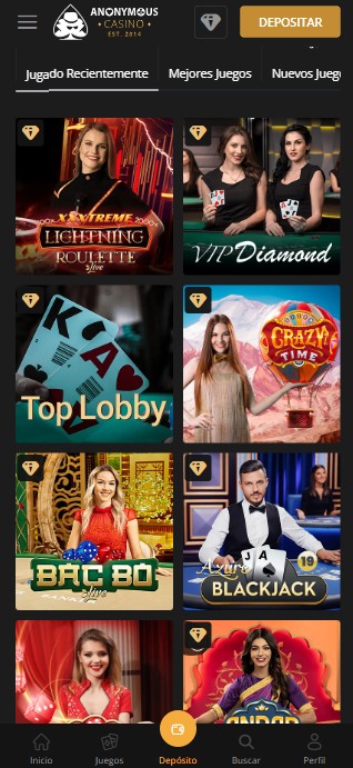 Anonymous Casino juegos en vivo