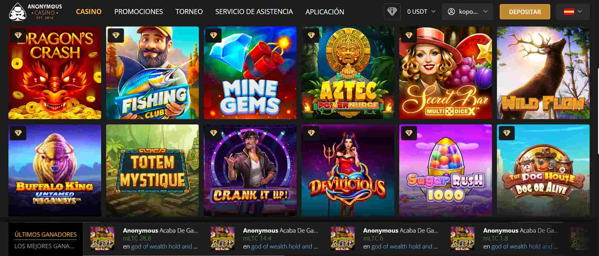 Anonymous Casino juegos