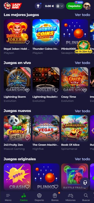 Lazybar juegos de casino