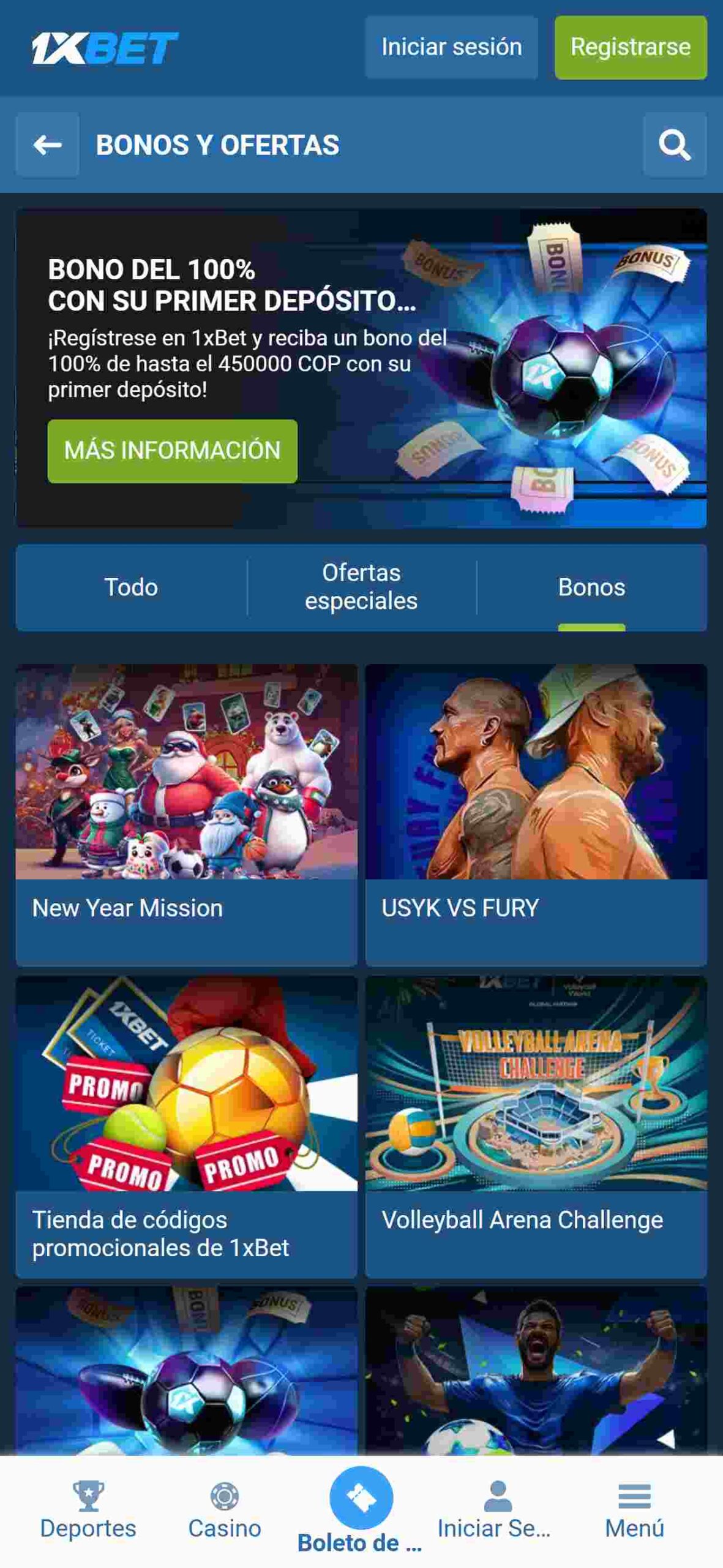 1xbet bonos colombia