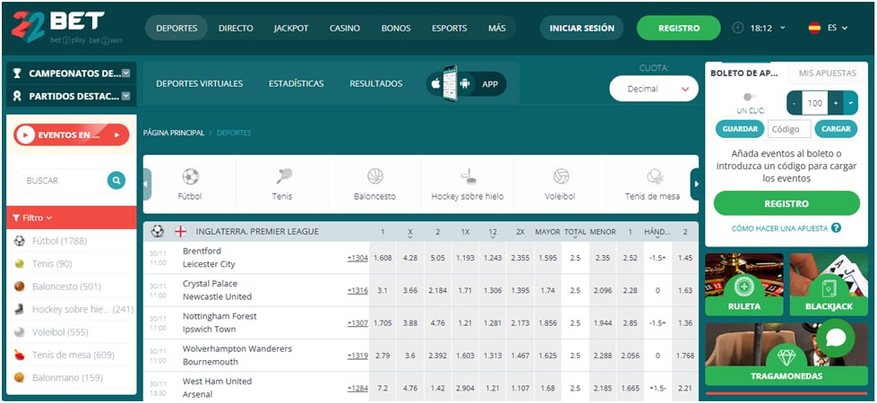 22bet casa de apuestas