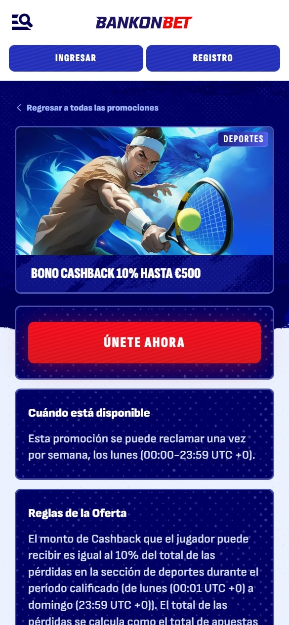 Cashback en BankonBet