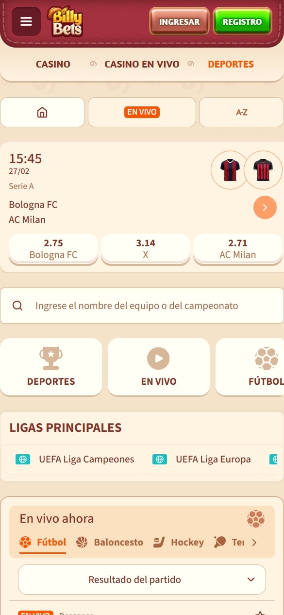 Apuestas deportiva en Billybets