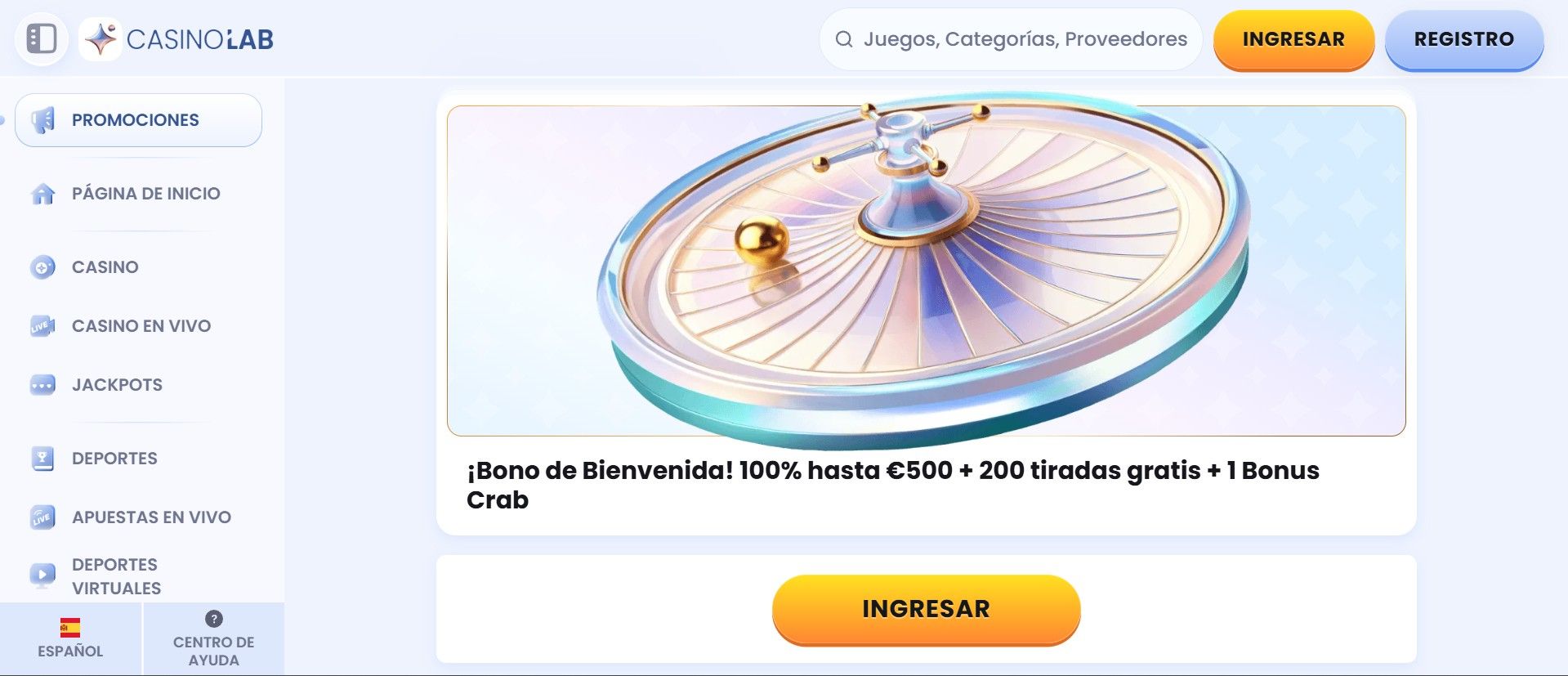Bono de bienvenida de Casinolab