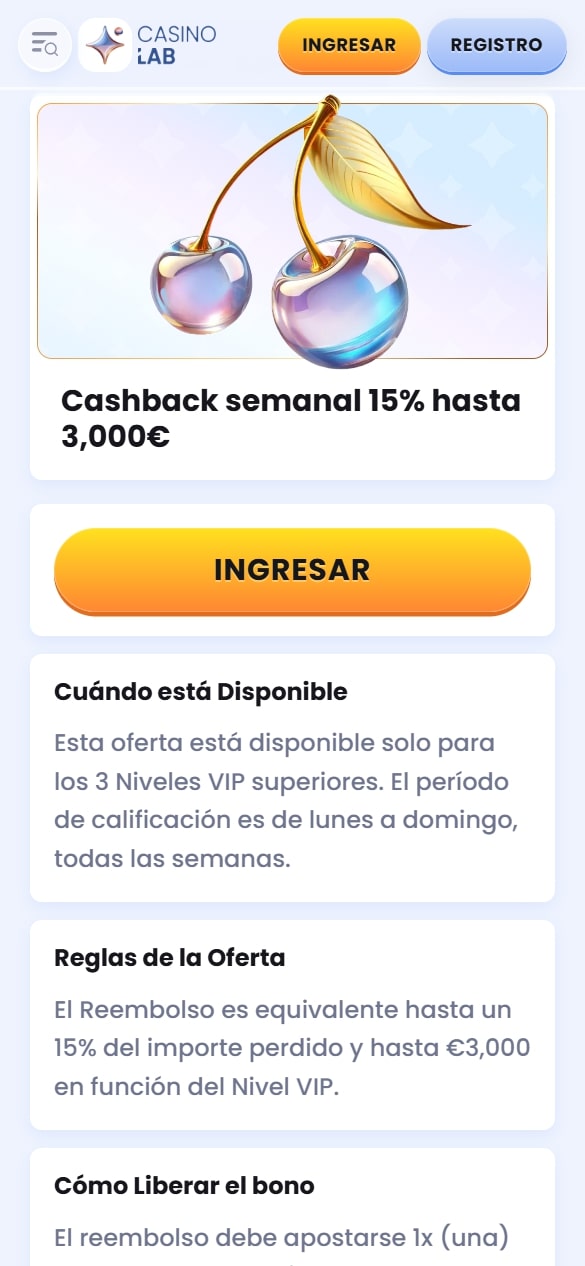 Bono de cashback Casinolab