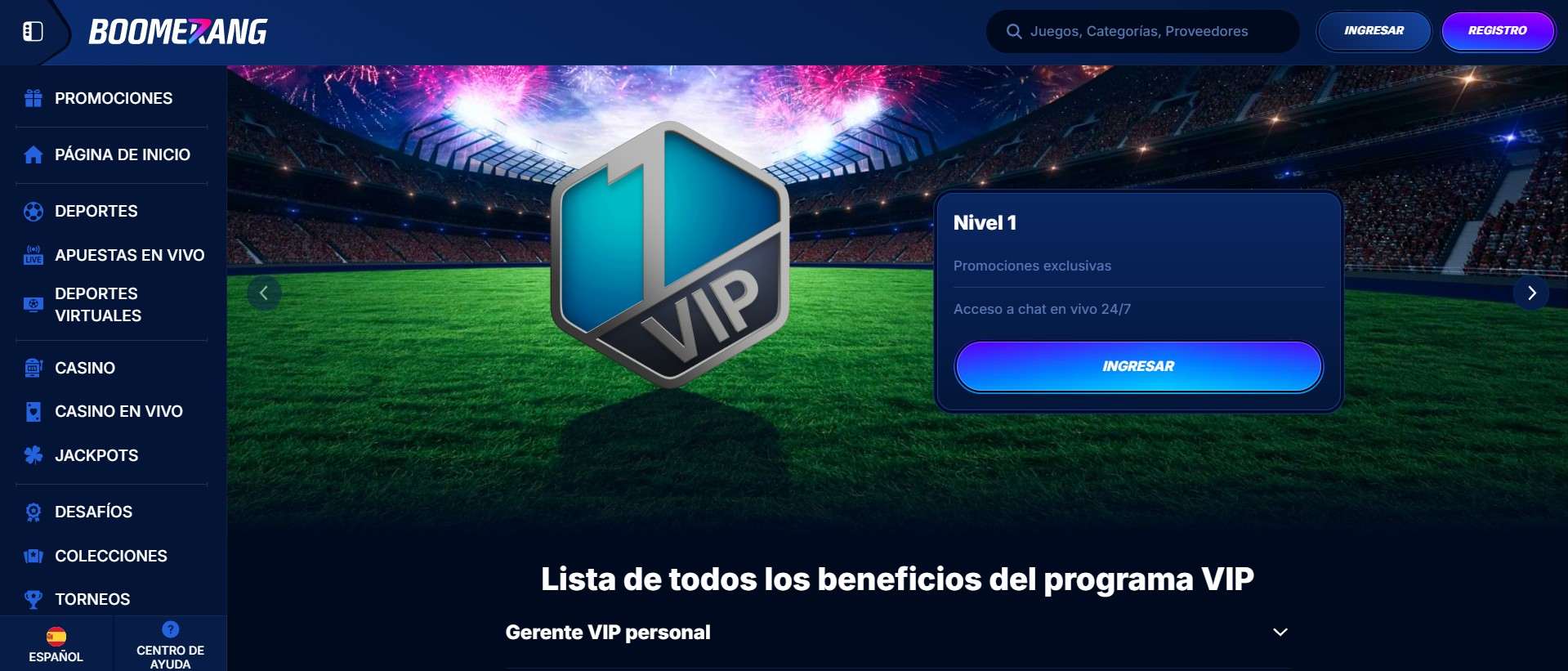 Club VIP de Boomerang Bet