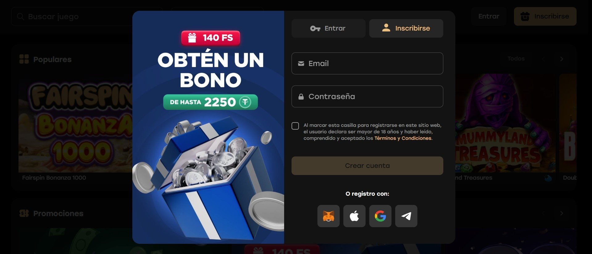 Cómo registrarse en Fairspin