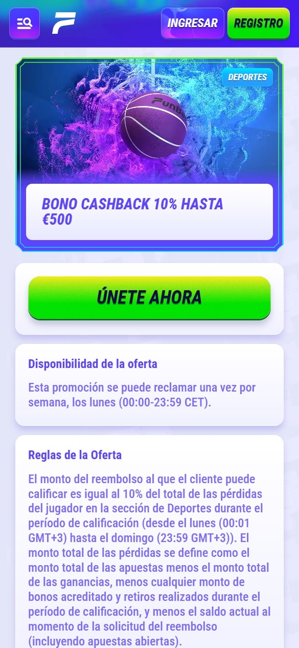 Funbet bono cashback
