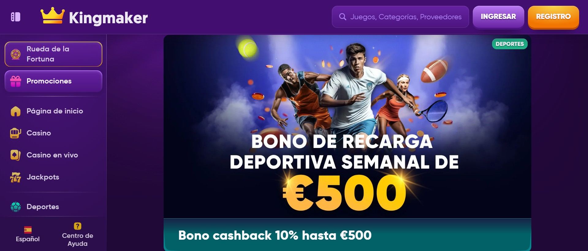 Bono de cashback kingmaker