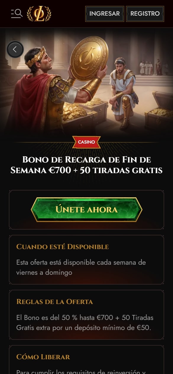 Legiano casino bono de recarga