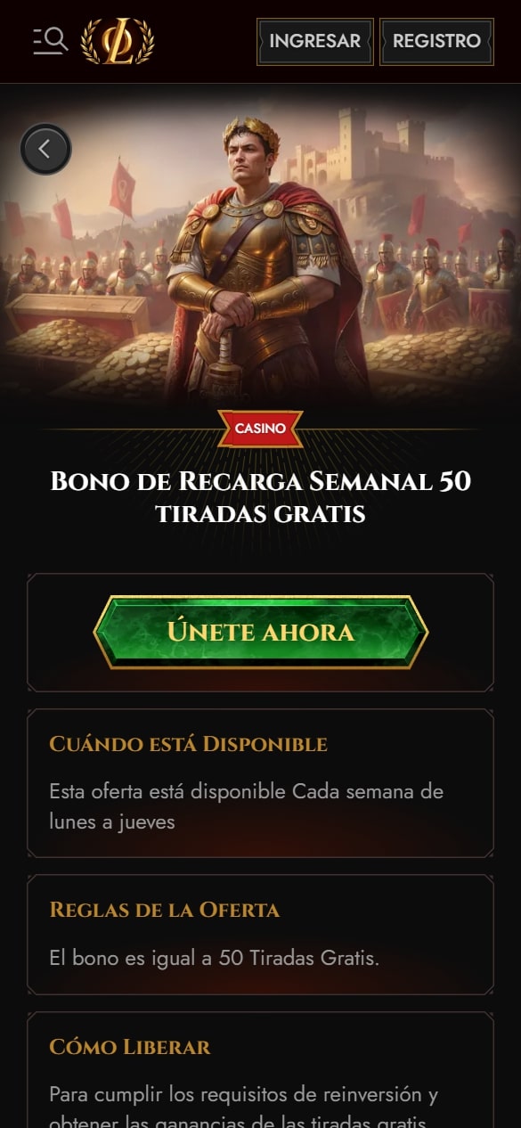 Legiano casino bono de recarga