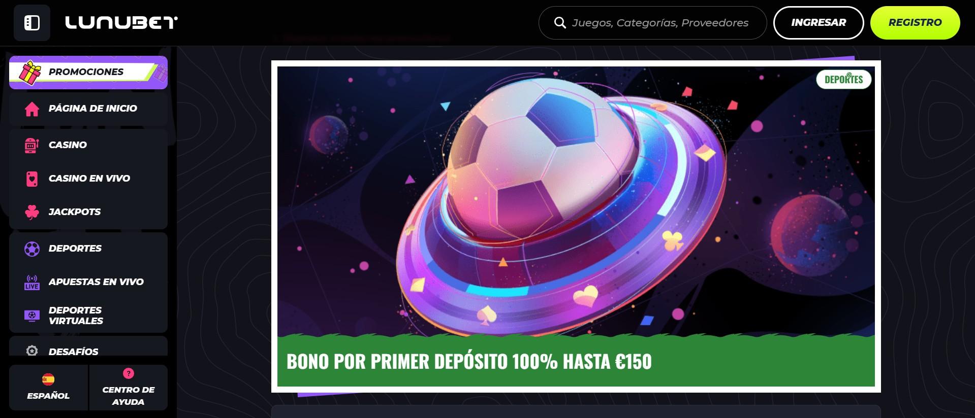 Bono de bienvenida Lunubet