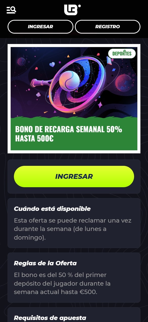 Bono de recarga en Lunubet