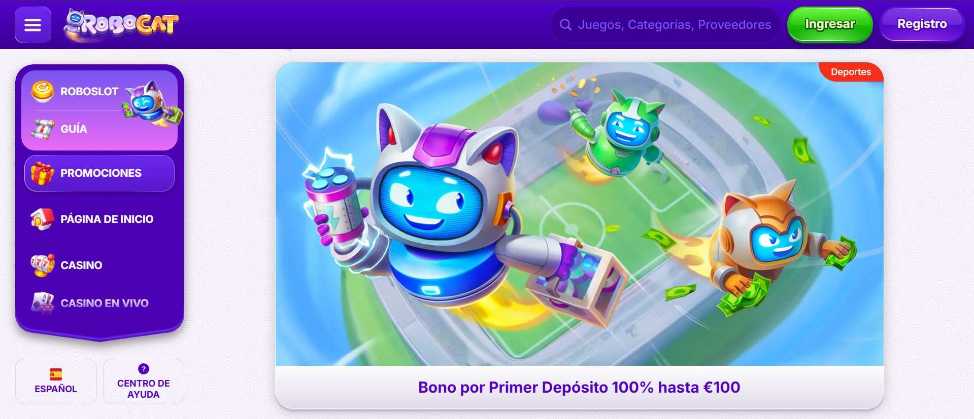 Bono de bienvenida Robocat