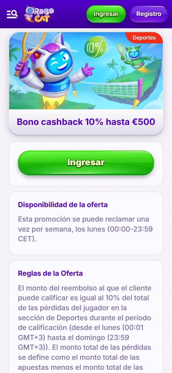 Robocat bono de cashback