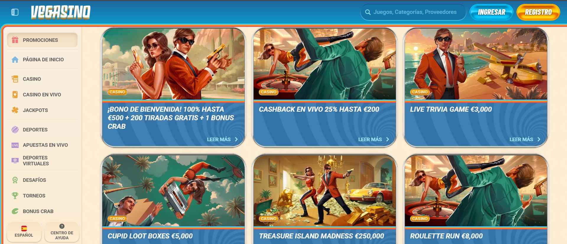 Vegasino Casino bonos y promociones