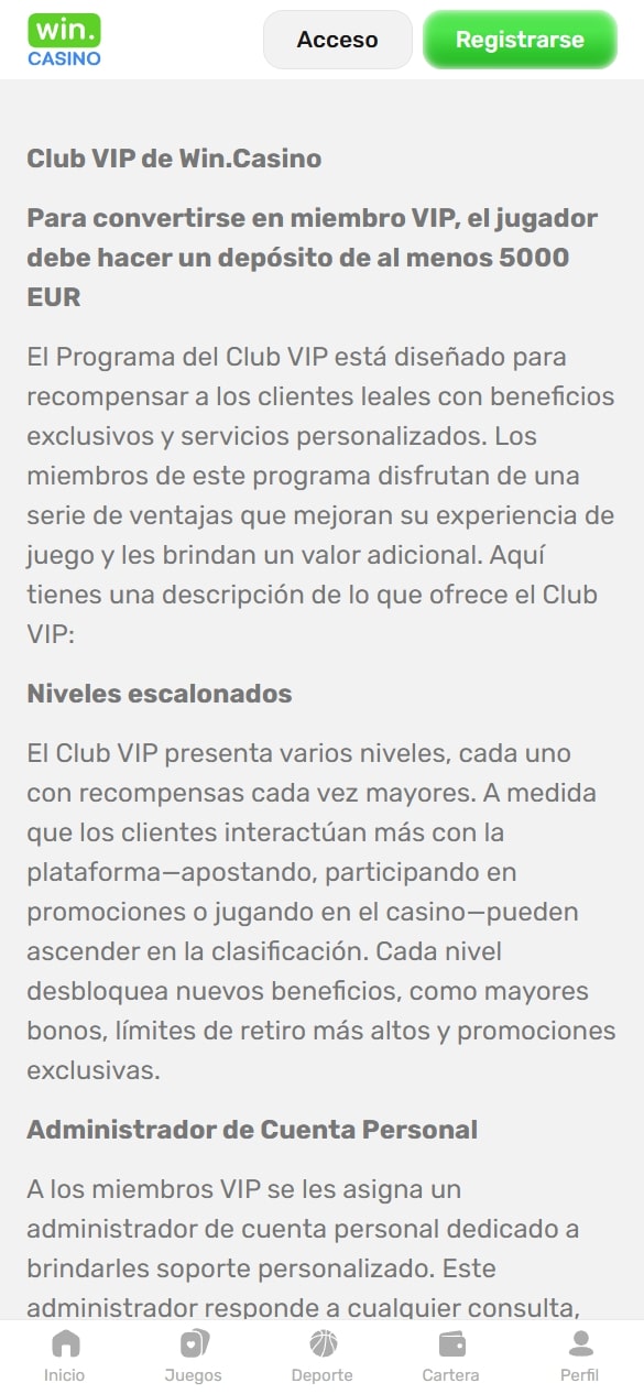 Win.Casino club VIP