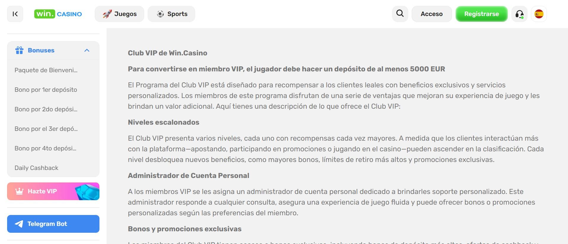 Win.Casino club VIP
