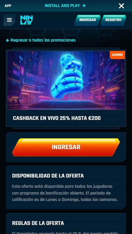 ninlay live cashback bonus